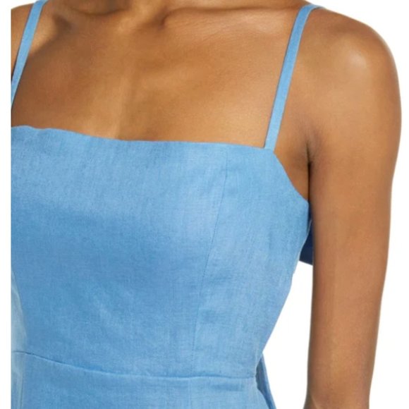 REFORMATION STARFRUIT SLEEVELESS OPEN BACK LINEN PARISIAN BLUE MIDI DRESS sz 12 - Picture 4 of 10
